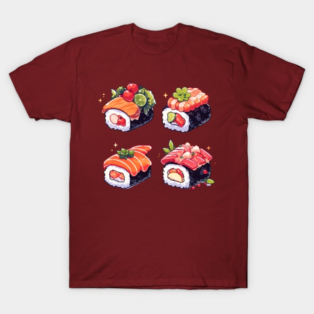 Cute Sushi Anime Food Pixel Art T-Shirt by TheMystique